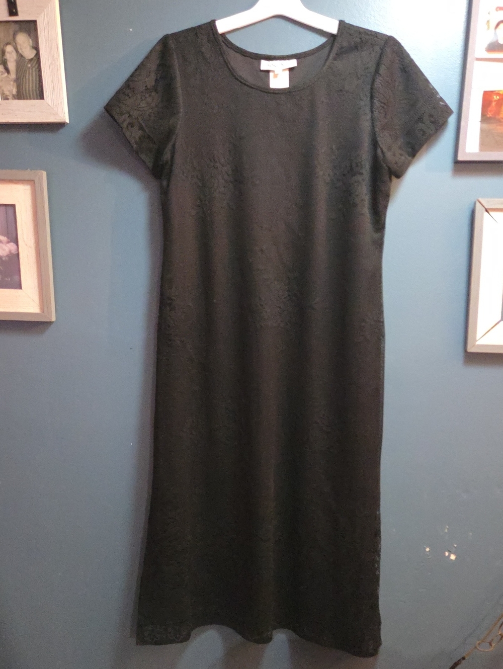 Vintage 1990s Lindsey Scott Petites Black Lace Maxi Dress Size 12P